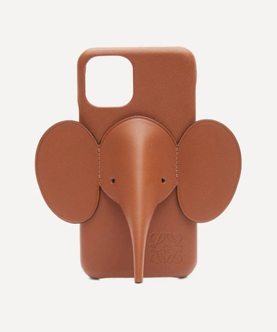 Loewe Elephant Leather Iphone 11 Pro Case In Tan