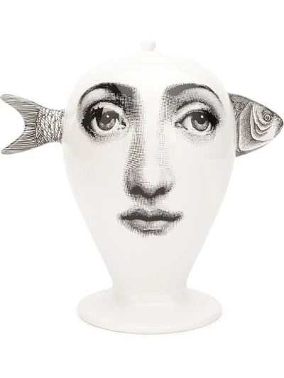 Fornasetti Bollywood鱼图案陶瓷碗 In White/black