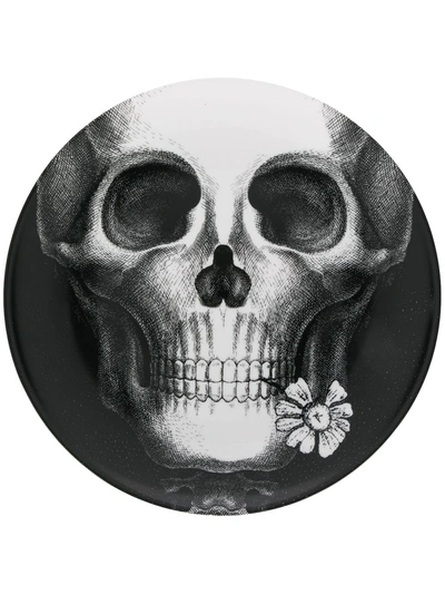 Fornasetti Skull Portrait Plate In Black