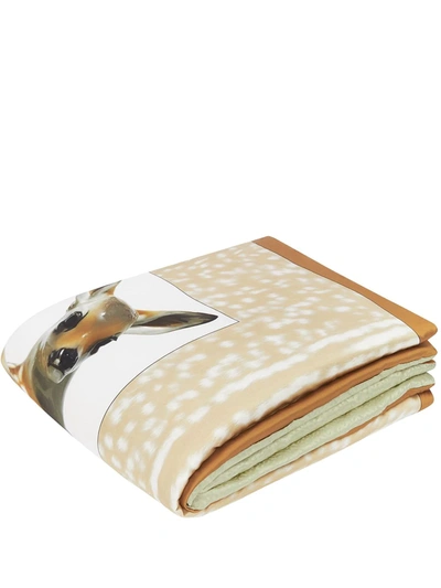 Burberry Deer Motif Printed Throw In Neutrals