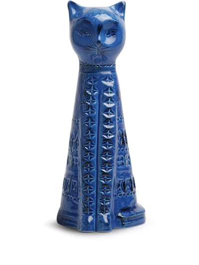 Bitossi Ceramiche Tall Cat Figure In Blue