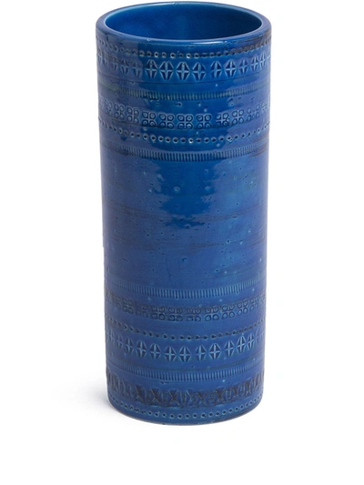 Bitossi Ceramiche Cylindrical Vase In Blue