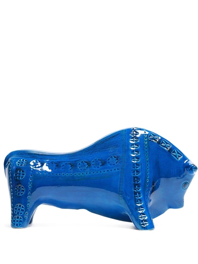 Bitossi Ceramiche Bull Figure In Blue