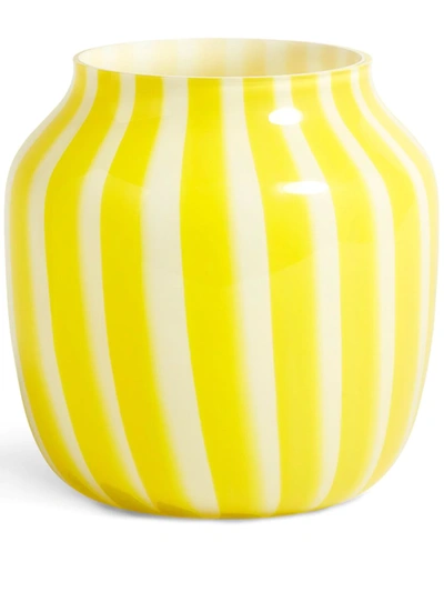 Hay Striped Wide Vase In Yellow