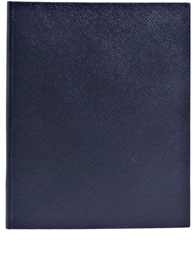 Smythson Textured Cover Notebook In Blue
