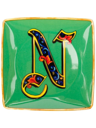 Versace Home Alphabet N Plate (11cm) In Green