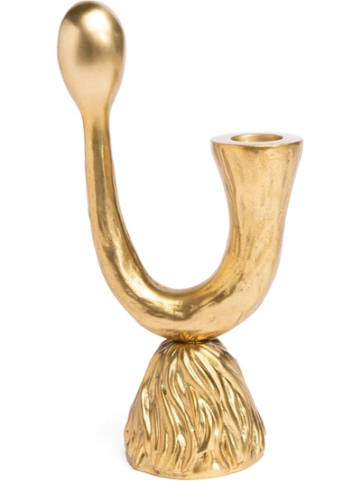 L'objet Horn Candle Stick Holder In Antique Gold
