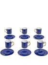 L'objet Lapis Espresso Cups And Saucers (set Of 6) In Blue