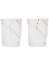 SELETTI SET OF TWO GOLD-TRIMMED CUT CRYSTAL GLASSES