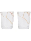 Seletti Set Of Two Gold-trimmed Cut Crystal Glasses In Gold