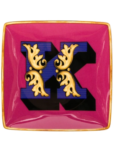 Versace Home Alphabet K Plate (12cm) In Pink