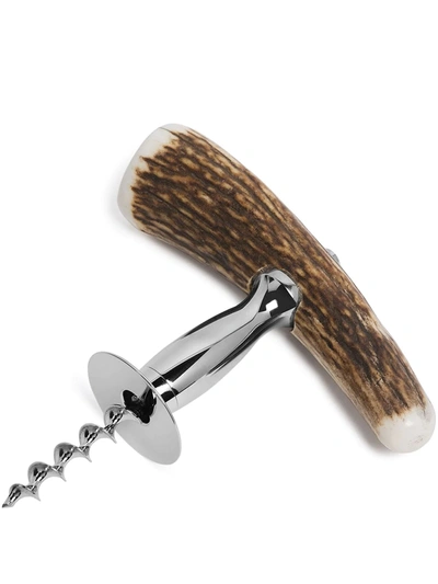 Lorenzi Milano Henshall Stag Antler Corkscrew In Brown, Silver