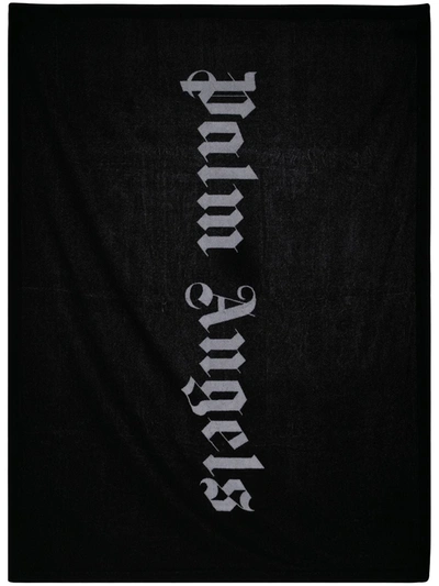 Palm Angels Signature Logo Towel In 1001 Black White