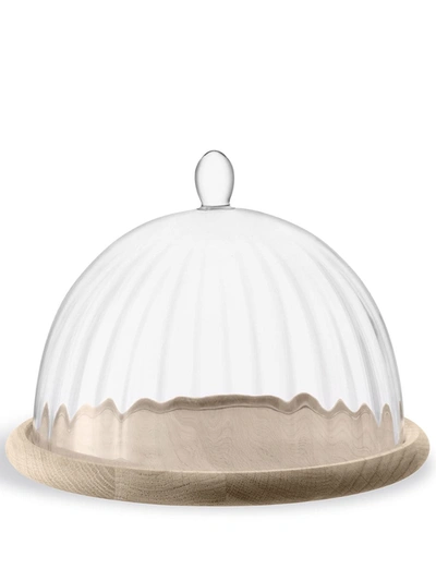 Lsa International Aurelia Glass Dome And Oak Base In Neutrals