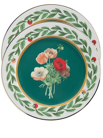 La Doublej Posie Dessert Plates (set Of 2) In Green