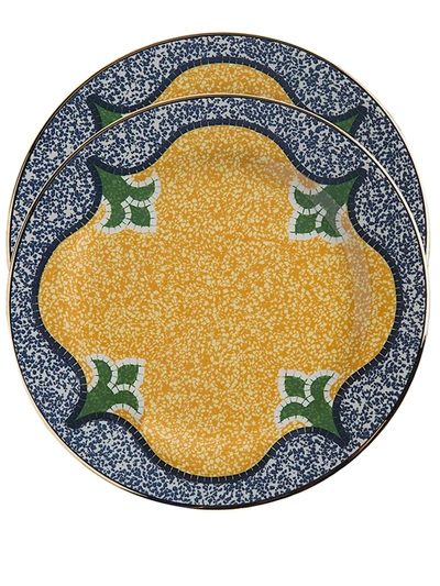 La Doublej Graniglia Dessert Plates (set Of 2) In Yellow