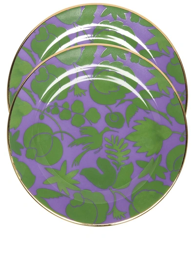 La Doublej Wildbird Dessert Plates (set Of 2) In Purple