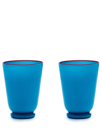 La Doublej Opaque Finish Glasses (set Of 2) In Blue