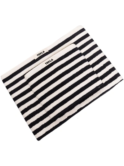 Tekla Stripe-print Towel Set In Black