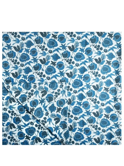 La Doublej Wildbird-print Linen Tablecloth In Wildbird Blu