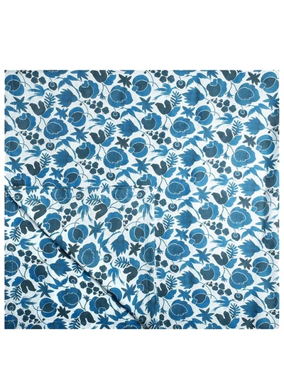 La Doublej Floral Print Table Cloth In Blue