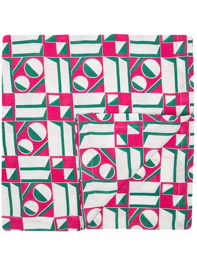 La Doublej Geometric Print Table Cloth In Pink