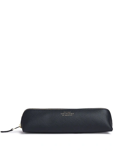 Smythson Panama Pencil Case In Blue