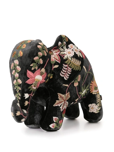 Anke Drechsel Embroidered Elephant Soft Toy In Black