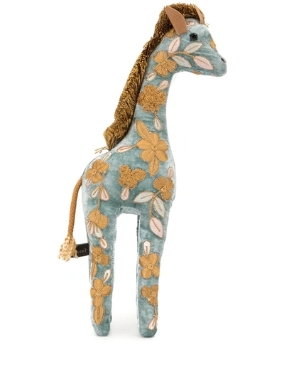 Anke Drechsel Embroidered Giraffe Soft Toy In Blue