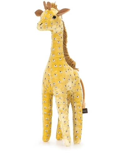 Anke Drechsel Embroidered Giraffe Soft Toy In Yellow