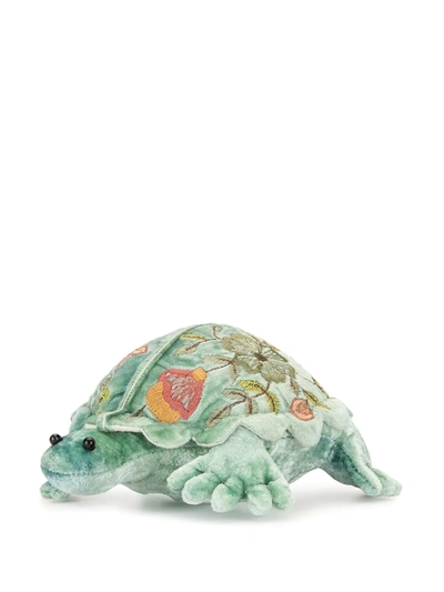 Anke Drechsel Embroidered Tortoise Soft Toy In Green
