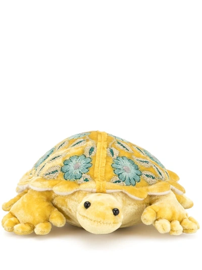 Anke Drechsel Embroidered Tortoise Soft Toy In Yellow