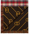Gucci Gg Plaid Throw Blanket In Red
