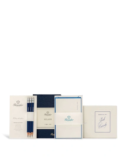 Pineider Milano Essential Stationery Kit In Blue