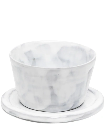 Off-white Ceramic Breakfast Set In Grey