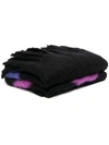 Off-white Mohair Fringed Blanket In Black
