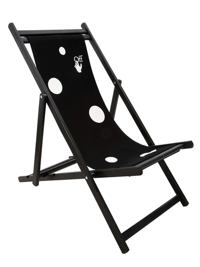 Off-white Logo Print Deck Chair In Black