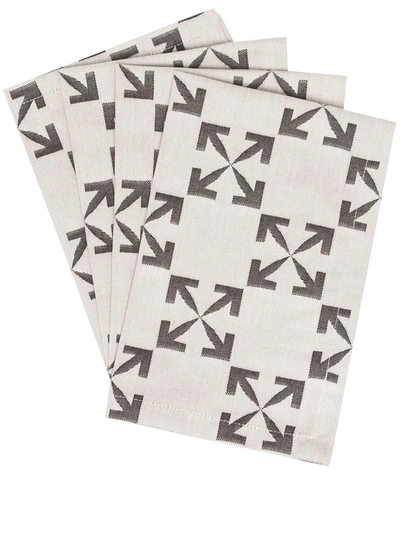 Off-white Arrows Pattern Table Mat Set In Grey