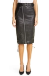 BALENCIAGA LACE-UP LEATHER & STRETCH JERSEY SKIRT,626497TIS05