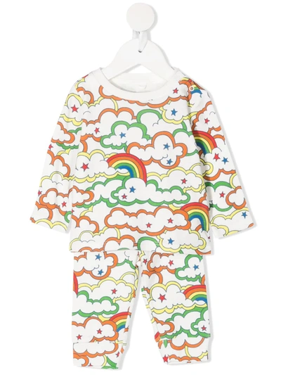 Stella Mccartney Babies' Cloud-print Tracksuit Set In White