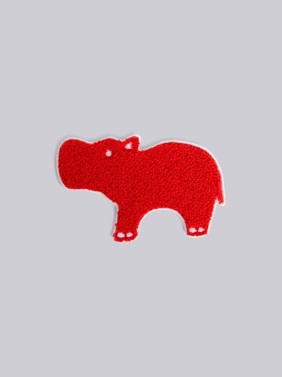 Thom Browne Red Felt Hippo Icon Bag Patch In 600 - Red