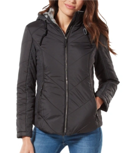 Free Country Quilted Puffer Coat With Attached Hood