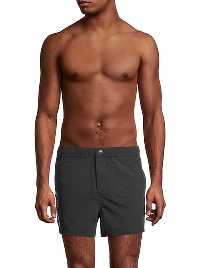 Kenzo Flat-front Logo Swim Shorts In Noir
