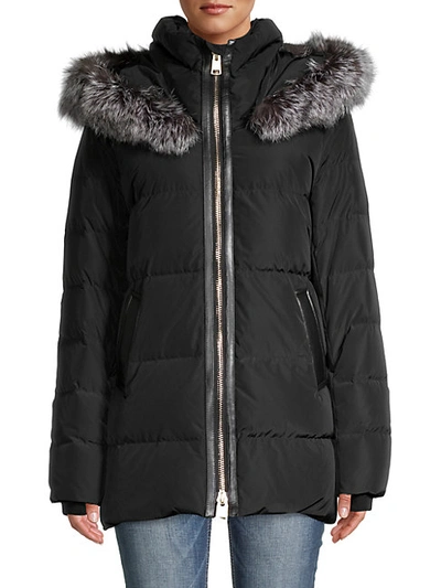 Nicole Benisti Nakiska Fox Fur-trim Down Puff Jacket In Black