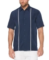Cubavera Men's Pick Stitch Panel Short Sleeve Button-down Shirt