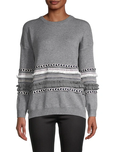 Allison New York Trimmed Sweater In Grey