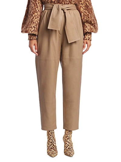 Zimmermann Eye Spy Leather Pants In Sand