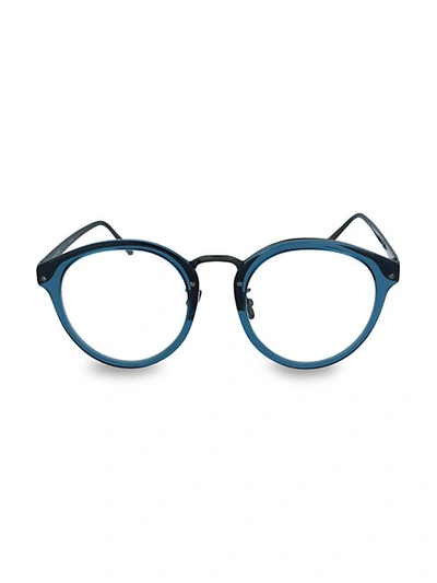 Linda Farrow 47mm Oval Novelty Optical Glasses In Transparent Navy