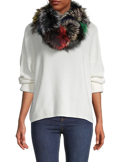 Adrienne Landau Fox Fur Wrap-around Scarf In Multi