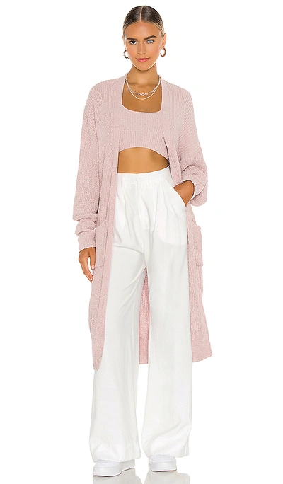 Sndys Nettie Knit Cardigan In Dusty Pink